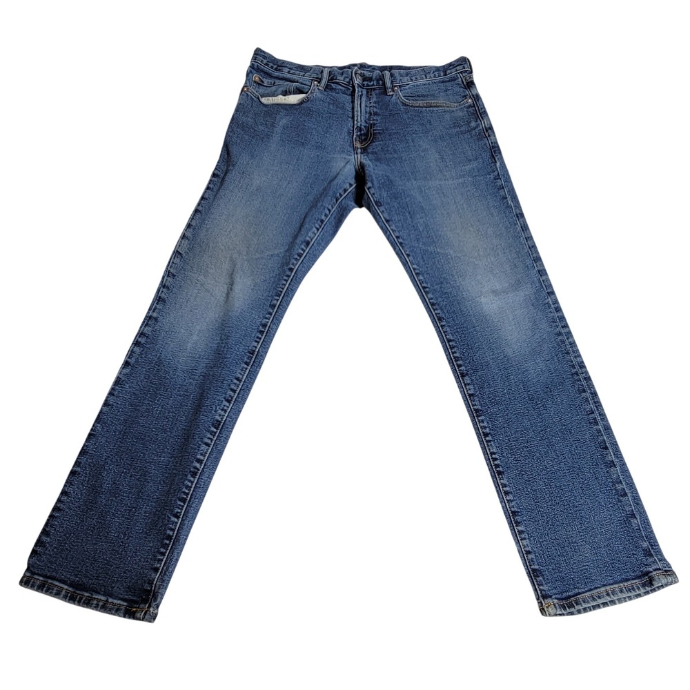 Gap Mens Slim Fit Jeans Medium Wash Blue Denim 33x30 Stretch Straight‎ Leg